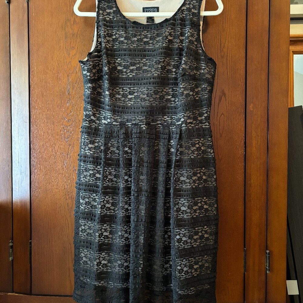 ENFOCUS  STUDIO BLACK COCKTAIL LACE DRESS  SIZE 14
